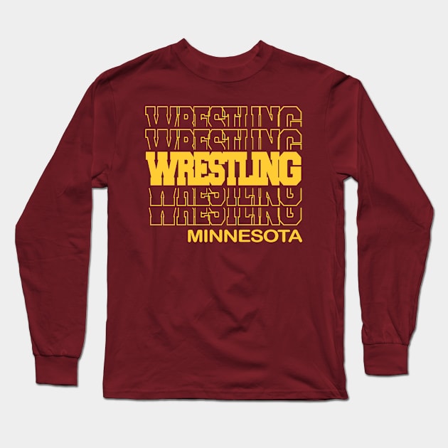 Wrestling Minnesota in Modern Stacked Lettering Long Sleeve T-Shirt by tropicalteesshop